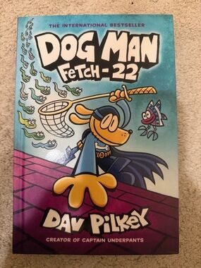 Scholastic Dog Man Fetch-22 Bright Blue and Turquoise Cover